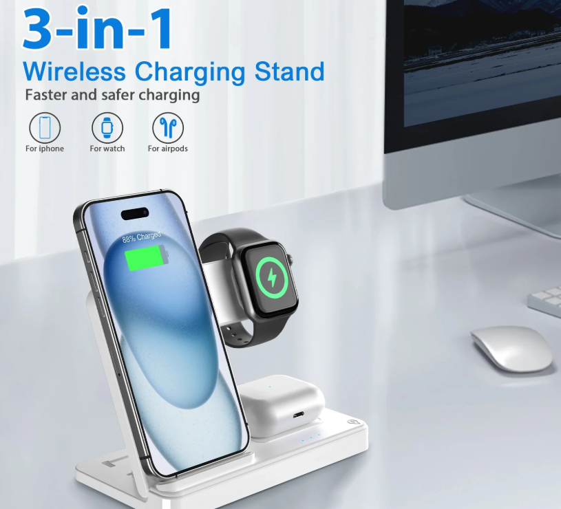 TriCharge 3-in-1 Wireless Charging Stand