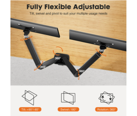 Apex Dual Monitor Arm — Gas Spring, Full Motion